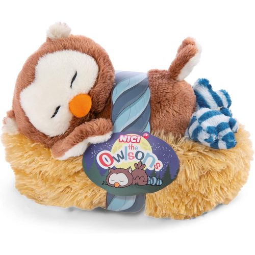 LETNERNY-Oscar Le Hibou Endormi En Peluche 12 Cm ¿ Peluches Hiboux Pour Filles, Garçons Et Bébés ¿ Jouet Douillet Animal Chouette Pour Collectionner, Jouer Et Dormir ¿ Doudou À Câliner