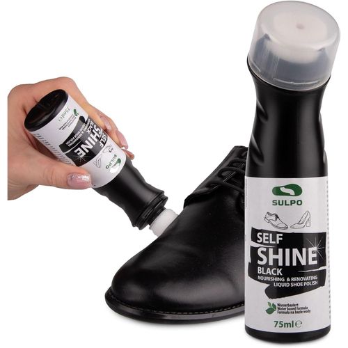 Letnerny-Cirage Express Noir - Cirage Pour Chaussures - Cirage Pour Cuir Avec Applicateur Éponge - Basé Sur L'eau Entretien Du Cuir - Self Shine Liquid Shoe Cream 75ml