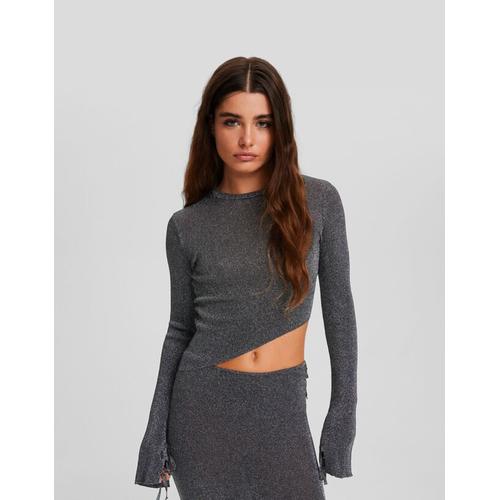  Pull Asymétrique Brillant Femme S Noir