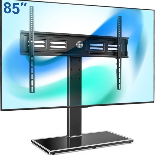 ChenQuanSarl-Support Tv Sur Pied Pour Ecran De 50 À 85 Pouces Pivotant 80° - Pied Tv Universel 12 Réglages En Hauteur Capacité 50 Kg Avec Base En Verre Trempé Grande - Vesa 800X600 Mm