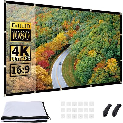 ChenQuanSarl-Ecran De Projection 100 Pouces,Ecran Videoprojecteur 4K Hd 16 9 Pliable, Double Face Anti-Plis Ecran Projecteur Pour Cinéma Maison Cinéma Intérieur Extérieur