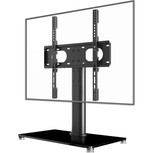 ChenQuanSarl-Pied Tv Universel Support Tv Sur Pied 17-55 Pouces, Pied Television Hauteur Réglable Avec Base En Verre Trempé De 8 Mm, Capacité De Charge imale 40Kg, Vesa imum 400X400Mm (Ts001-02)