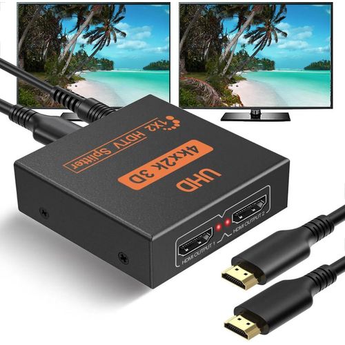 ChenQuanSarl-Splitter Hdmi 1 In 2 Out, Splitter 4K Pour 2 Moniteurs, Adaptateur Multi Hdmi Pour Pc, Ordinateur Portable, Hdtv, Projecteur, Xbox, Ps3/Ps4/Ps5, 1 Entrée 2 Sorties, Pas D'Extension
