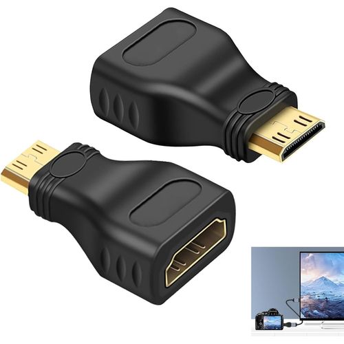 ChenQuanSarl-2 Pièces Adaptateur Mini Hdmi Vers Hdmi Ultra Hd, Raccord Mini Hdmi, Câble Adaptateur Mini Hdmi Mâle Vers Hdmi Femelle, Compatible Avec Ordinateurs Caméscopes Télév urs Moniteurs, 3D, Et