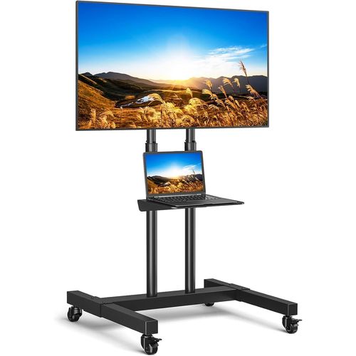ChenQuanSarl-Support Tv Sur Pied Pour Télév urs Ecran Lcd Led Plasma 32-80 Pouces, Chariot Meuble Tv Mobile Peut Être Incliné De ±15°, Réglable En Hauteur, Portant 50Kg, Vesa 600X400 Mm