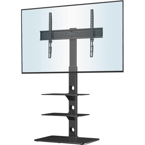 ChenQuanSarl-Support Tv Pied De Sol Pour Télév urs Incurvés Plats Led Lcd 30-70 Pouces Jusqu'À 40 Kg, Réglable En Hauteur Avec Etagères En Verre Trempé À 3 Niveaux, Vesa 600X400Mm