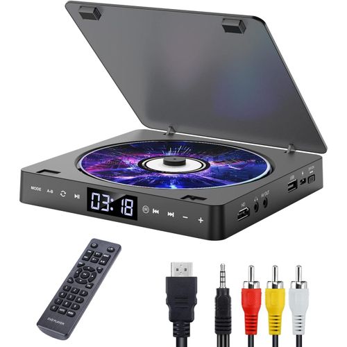 ChenQuanSarl-Lecteurs Dvd Pour Tv Dvd Player Toutes Les Régions Gratuit Portable Mini Lecteur Dvd Cd Avec Hd 1080P Hdmi/Av Usb / 3.5Mm Aux Port Inclus Télécommande, Câble Hdmi Et Av (Noir)