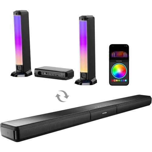 ChenQuanSarl-5.0Ch Barre De Son Tv, Barre De Son Pc Avec Rvb Pour Home Cinema, Soundbar Amovible Avec App Contrôle, Barre De Son Bluetooth 5.3, Hdmi-Arc/Opt/Aux, Support Mural, Apollo S70