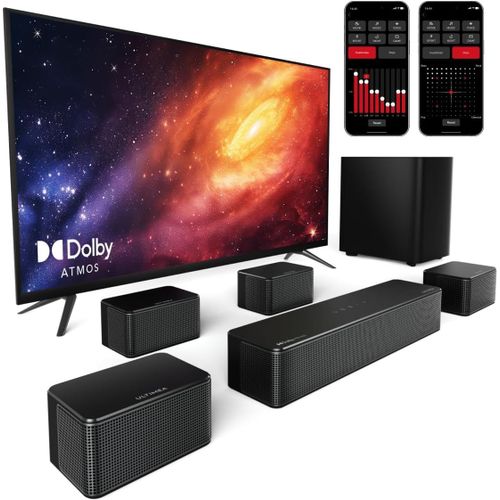 ChenQuanSarl-Barre De Son Tv 7.1 Avec Dolby Atmos, Contrôle D'App, 4 Enceintes Surround Filaires, Enceintes Pour Télév ur 460W Avec Caisson De Basse Sans Fil, Home Cinéma Bluetooth 5.3, Poseidon D80