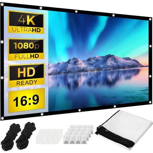 ChenQuanSarl-100"" Écran De Projection,16 9 4K Hd, Portable Pliable Extérieur Pour Vidéoprojecteurs Écran 88"" X 48"" (221 X 125 Cm), Pour Cinéma Maison, Commercial, Fête, Bureaux, Nuit De Cinéma