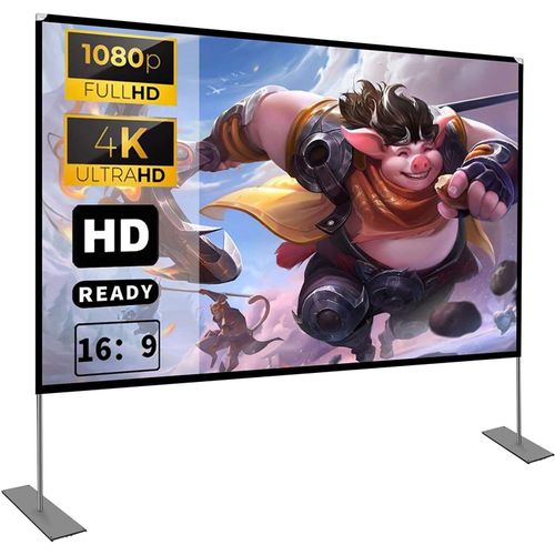 ChenQuanSarl-cran De Projection 100 Pouces 4K Hd 16 9 Ecran Projecteur Pliable Lavable Résistant Portable, Anti-Plis Pour Vidéoprojecteurs, Projection Double Face Pour Cinéma Maison/En Plein Air (100