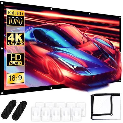 ChenQuanSarl-cran De Projection Sur Toile 100 Pouces, 16 9 Hd, Lavable/Pliable, Écran De Projection Épais, 4K Pour L'Extérieur, Pour Bureau, Conférence, Théâtre, Fête, Maison, École