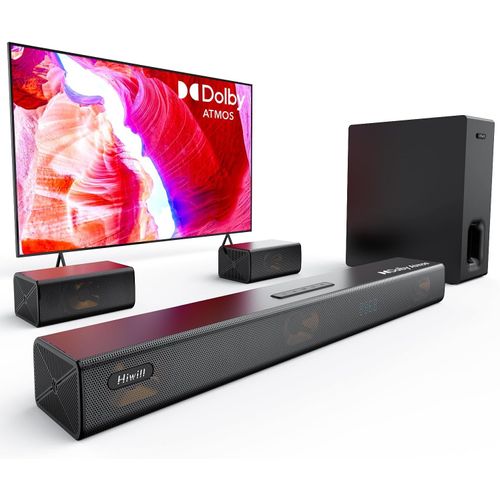 ChenQuanSarl-5.1Ch Barre Son Tv, Dolby Atmos Barre Son, 6,5"" Subwoofer Sans Fil, 2 Kabelgebundene Surround-Lautsprecher, Home Cinéma Enceintes Télév ur, 420W Puissance De Crête, Earc, Hielite A51Pro
