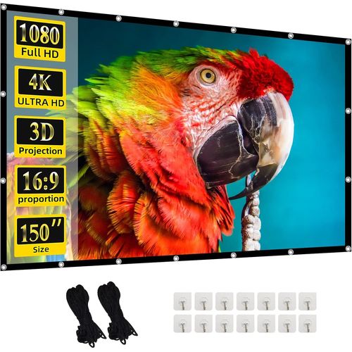 ChenQuanSarl-cran De Projecteur 150 Pouces 16 9 Hd Pliable Anti-Froissement Écran De Projection Portable Pour Cinéma Maison Support Intérieur Extérieur Rideau De Film À Projection Double Face