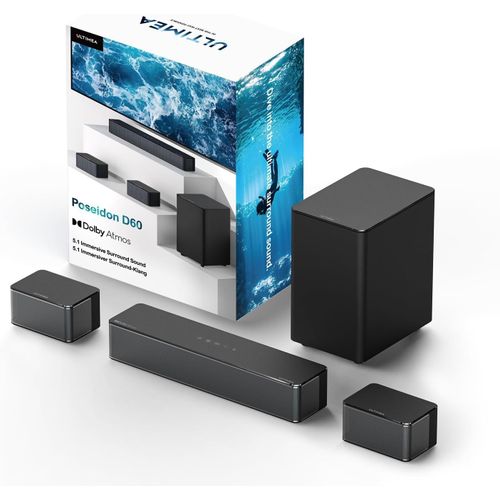 ChenQuanSarl-Barre De Son Dolby Atmos 5.1, Système De Son Surround 3D Barre De Son Tv Avec Caisson De Basse Sans Fil, Enceintes Tv Home Cinema Bass Réglable, Série Poseidon D60, Modèle 2023