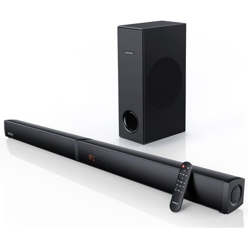 ChenQuanSarl-180W 2.1 Barre De Son Amovible 2 En 1 Pour Tv Avec Caisson De 5,25'' Basses, Arc/Bt 5.0/Optique/Aux 5 Modes D'Égalisation Deep Bass 3D Surround Sound Home Cinéma-92Cm
