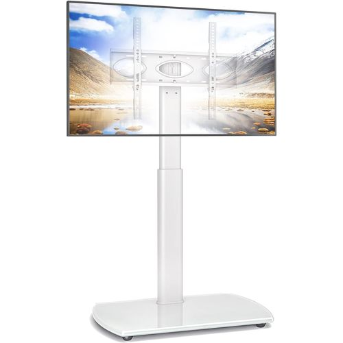 ChenQuanSarl-Support Tv Sur Pied Avec Piédestal En Verre Trempé Pied Tv Pivotant Pour Télév ur De 32-65 Pouce Ecran Led Lcd Plasma Hauteur Réglable Support De Tv Jusqu À 35Kg . Vesa 400X400Mm