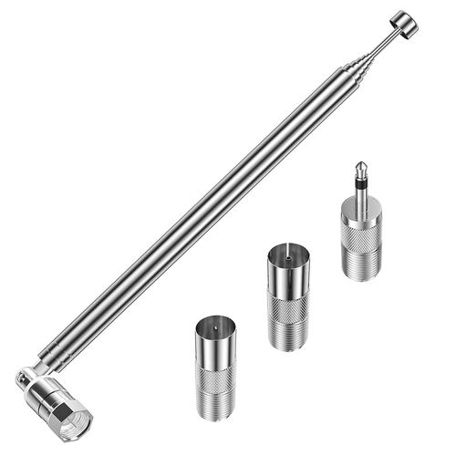 ChenQuanSarl-Antenne Fm Pour Hifi, Antenne Radio Dab, Antenne Tv Télescopique 75 Ohms, Connecteur Intérieur Type F Avec 3 Adaptateurs F Vers Tv, F Vers 3,5 Mm Mâle Pour Mini-Système Radio