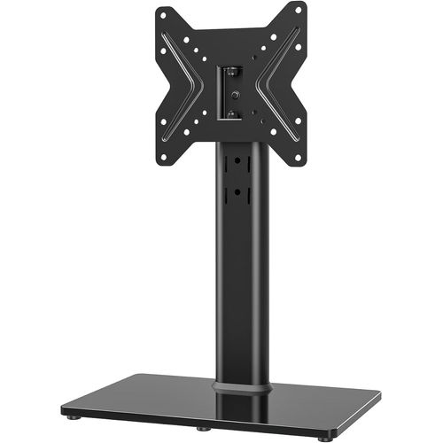 ChenQuanSarl-Montage Mural Support Tv Universel Pivotant/Support De Table Pour Télév urs De 19 À 43 Pouces, Pivotant À 90 Degrés, Réglable En Hauteur Sur 4 Niveaux, Base En Verre Trempé Très Résistan
