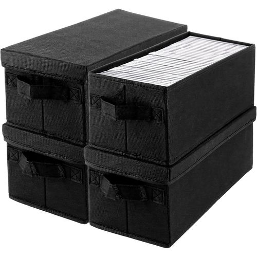 ChenQuanSarl-Lot De 4 Boîtes De Rangement Pour Cd, Dvd, 36 X 16 X 14 Cm, Pour Étagère Dvd Cd