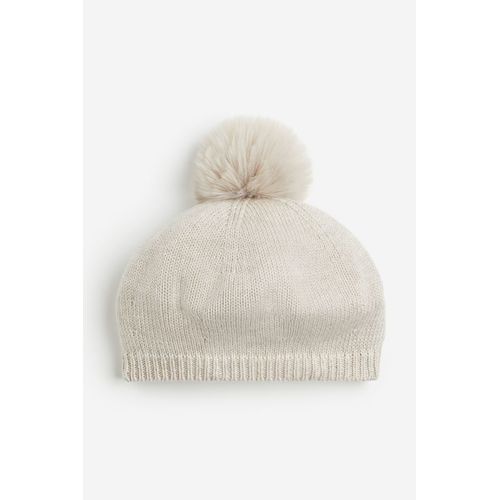 Béret En Maille Avec Pompon - Blanc