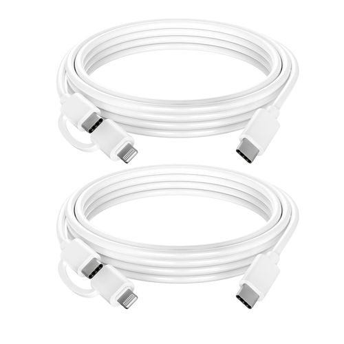 BAERTMY-Lot De 2 Câble Usb C Vers Usb C Pd 60W 2M Câble Iphone 16 Charge Rapide 2 En 1 Cable Lightning Chargeur Usb Type C Pour Iphone 15 14 13 12 Pro Max Mini Ipad Pro Air Macbook Samsung