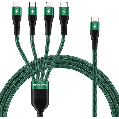 Baertmy-Usb C Vers Câble Multi, [3a 1.2m] Tressé Nylon Type C Vers 4 En 1 Câble De Chargeur Avec 2 Micro-Usb/2 Type C Connecteur, Pour Iphone 15, Samsung Galaxy, Moto, Lg, Huawei, Xiaomi, Sony, Tab