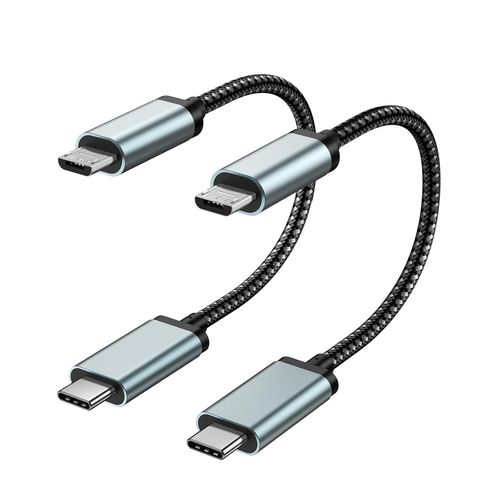 Baertmy-Usb C To Micro Usb Câble 30cm, Nylon Tressé Short Type C To Micro Usb Cordon Compatible Avec Samsung Galaxy S7 S6, J7, J3, Lg, Htc, Ps4, Kindle, Xbox Controller, Casque D'écoute, Android Phon