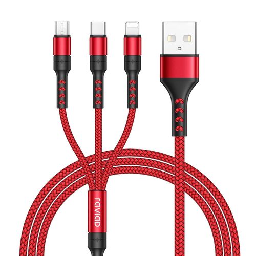 Baertmy-Câble Multi Usb, 3 En 1 Multi Chargeur Usb Câble En Nylon Tressé Avec Micro Usb Type C Connecteurs Pour Samsung Galaxy S10/S9/S8,Huawei P30/P20,Honor,Oneplus,Wiko,Kindle-2m
