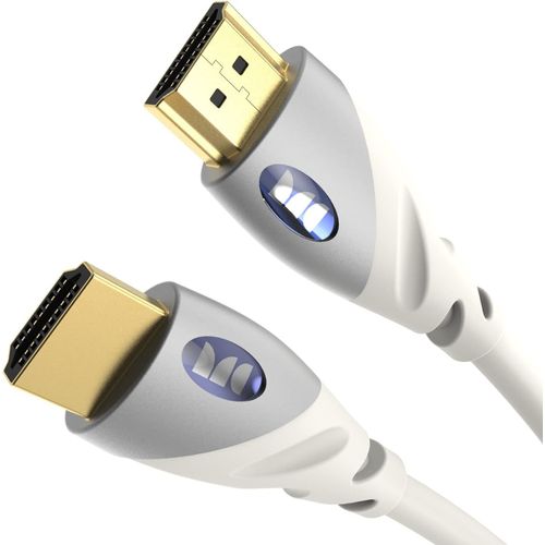 BAERTMY-- Câble Hdmi - Résolution 4K - Vidéo Hdr - 18 Gbps - Vitesse Éclair - Connecteurs V-Grip - Triple Blindage - 1,82 Mètres - Garanti À Vie - Blanc