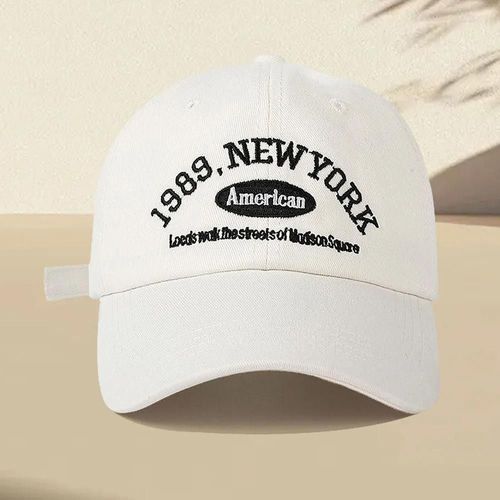 Casquette De Baseball Réglable Brodée Rétro, Chapeau De Soleil Décontracté Pour Hommes Et Femmes, Parfait Pour La Fête Du Dimanche Du Super Bowl--Blanc