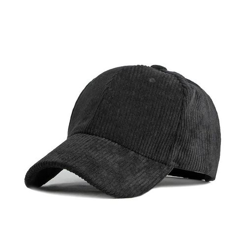 Casquette De Baseball En Velours Côtelé De Couleur Unie Pour Hommes Et Femmes, Casquette Simple En Bec De Canard, Nouvelle Collection Automne Et Hiver--Noir