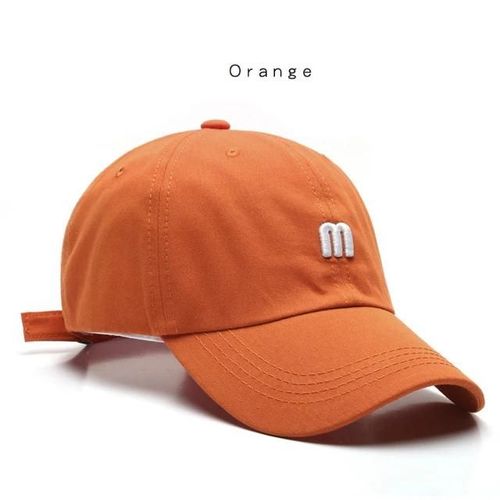 Casquette De Baseball 100% Coton Pour Hommes Et Femmes, Lettres Brodées, Chapeau À Rabat, Casquette De Soleil D'été Unisexe, Chapeaux Hip Hop Décontractés--Orange