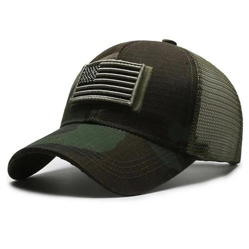 Drapeau Américain Camouflage Autocollant Brodé Casquette De Baseball Net Chapeau Hommes Casquette Velcro En Plein Air-Réglable-Vert Militaire