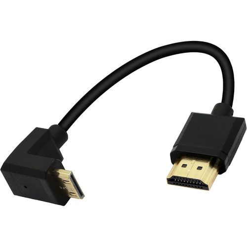 BAERTMY-Mini Câble Hdmi Vers Hdmi 15 Cm 90 Degrés Haute Vitesse 4K Mini Hdmi Mâle Vers Hdmi Mâle Cordon Court Prend En Charge Ethernet, 3D, Retour Audio(Black Up)