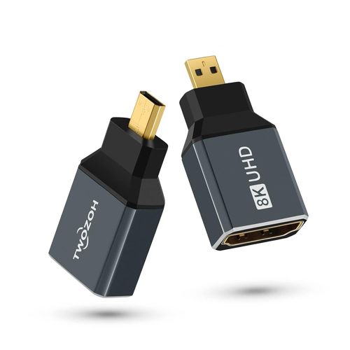 BAERTMY-Adaptateur Micro Hdmi 8K 2.1 (Lot De 2), Adaptateur Micro Hdmi Mâle Vers Hdmi Femelle Standard 8K@60Hz, 4K@120Hz, 2K@240Hz(2 Pièces)