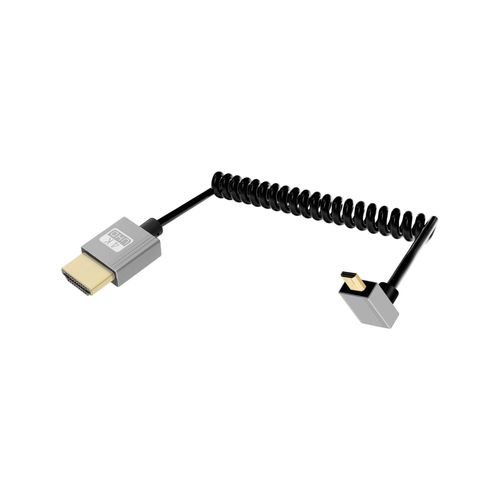 BAERTMY-Câble Enroulé 4K Micro Hdmi Vers Hdmi 2.2Ft, Câble Hdmi Vers Micro Hdmi Spiralé À Ressort, Câble Court 2,0 4K@120Hz 18Gbps Pour Appareil Photo/Caméscope/Hdtv/Tablette (Vers Le Bas)