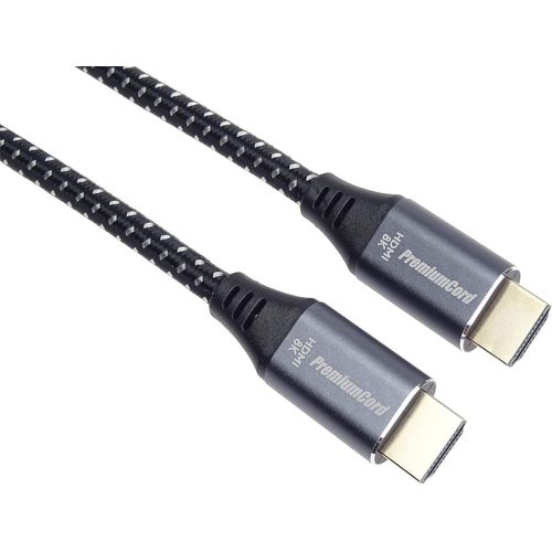 BAERTMY-8K Ultra High Speed ¿¿Hdmi 2.1 Câble M/M 48Gbps Avec Ethernet, Résolution Vidéo 8K @ 60Hz, Deep Color, 3D, Edid, Arc, Hdr, 3X Blindé, Câble Textile Tressé Plaqué Or, Longueur 1M