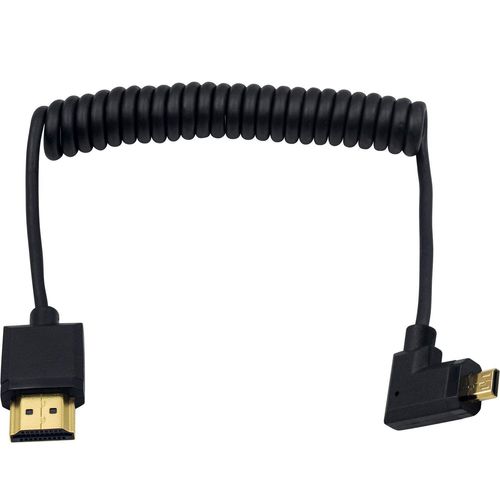 BAERTMY-Câble Micro Hdmi Vers Hdmi Standard, Câble Spiralé Micro Hdmi Vers Hdmi Mâle À Angle Droit Pour 1080P, 4K, Ultra Hd, 3D (1,2 M)