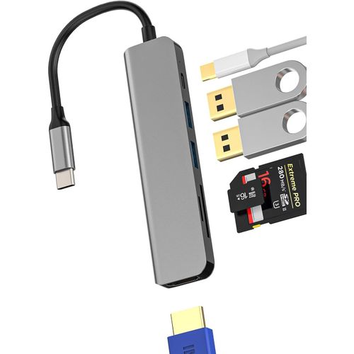 BAERTMY-Adaptateur Usb C Vers Hdmi Sd-Adaptateur Multiport (6 En 1)-Hub De Type C-Pour Apple Iphone Thunderbolt Docking Otg 3.0-Micro Sd Tf Reader 4K Displayport-Accessoire Pour Ordinateur Portable