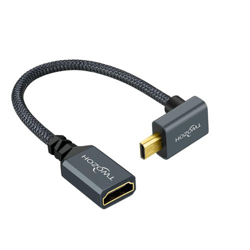 BAERTMY-Câble D'Extension Micro Hdmi Vers Hdmi Coudé Vers Le Bas 0,2M, Nylon Tressé 90 Degrés, Adaptateur Micro Hdmi Mâle Vers Hdmi Femelle, Supporte 4K@60Hz 1080P