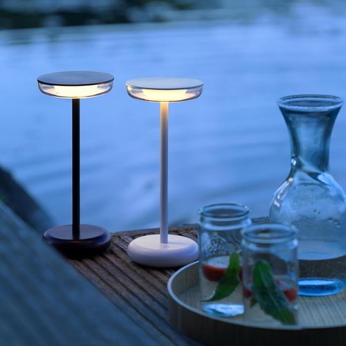 asas-Led Outdoor Lampe De Table-26cm De Hauteur-Lampe De Table Extérieure Mobile Avec Batterie & Variateur Tactile Continu-Rechargeable Par Usb-3000 K-Max. 160 Lm-En Métal/Plastique -