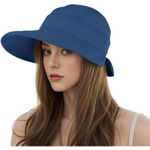 Asas-Femme Casquette Grande Visière Anti-Soleil En Coton Chapeau De Soleil Pliable Contre Upf 50+ Casquette Haut Vide Queue De Cheval Pare-Soleil Capeline D'été Large Bord Chapeau De Plage Voyage