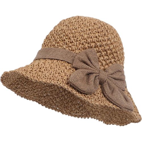 Asas-Chapeau De Paille Pliable Femme Casquette De Soleil Anti-Uv Capeline Dame Paille Panama Chapeau De Plage Eté Pour Voyage Randonnée Peche