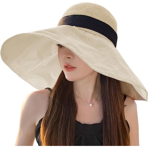 Asas-Capeline Femme Été Chapeau De Soleil À Bord Large Pliable Souple Chapeau De Plage Voyage Upf 50+ Protection Uv Chapeau De Camping Randonnée Vacances Chapeau De Paille Dames Beach Sun Hat