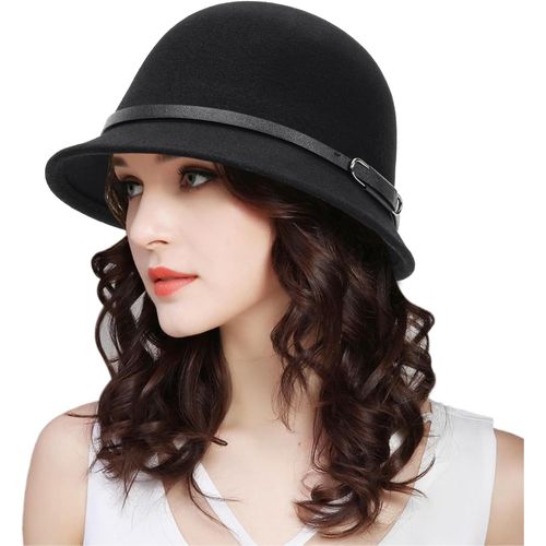 Asas-Chapeau Cloche Vintage En Feutre De Laine Pour Femme¿Chapeau Haut De Gamme Britannique Années 20/30 À Bord Court