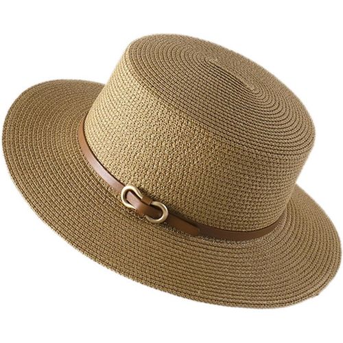 Asas-Chapeau Paille Panama Vintage 1920 Canotier Baron En Paille Femme Capeline Respirant Casquette Large Bord 56-58cm Pour Mariage Plage