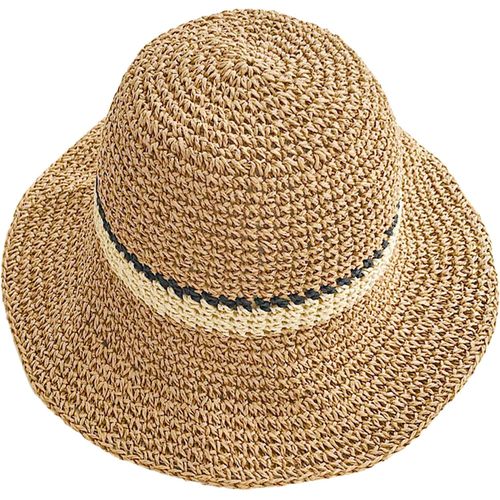 Asas-Femmes Visière Capuchon Pliable Brim Seau Couvercle Chapeau De Paille Souple Pour Les Vacances À La Plage D'été Randonnée Ajustement Réglable