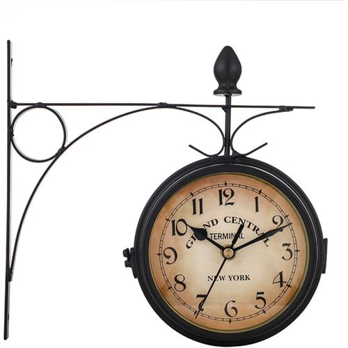 asas-12,7cm Horloge Murale Silencieuse Double Face Sans Carillon Horloge À Pile Style Européen Convient Aux Restaurants Hôtels Décoration D'Intérieur Couleur Noire