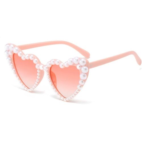 Asas-1 Pièce Lunettes Coeur Avec Perles,Lunette De Soleil Coeur,Lunette Coeur,Lunette Soleil Femme,Lunettes De Fête Rétro Pour Mariage Voyages Costume Accessoires(A)